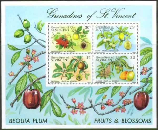 1985 Fruits and Blossoms Souvenir Sheet 1985 Fruits and Blossoms Souvenir Sheet